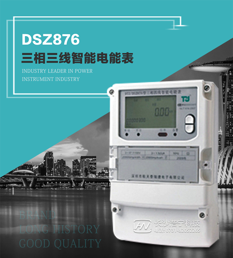 產品介紹
DSZ876型智能電能表是采用大規模集成電路，應用數字采樣處理技術及SMT工藝，根據工業用戶實際用電狀況所設計制造的具有現代先進水平的儀表。
該表性能指標符合GB/T 17215.321-2008《交流電測量設備 特殊要求》第21部分靜止式有功電能表（1級和2級）、GB/T 17215.322-2008《交流電測量設備 特殊要求》第22部分靜止式有功電能表（0.2S級和0.5S級）國家標準和DL/T 614–2007《多功能電能表》標準，其通信符合DL/T645–2007《多功能電能表通信協議》的要求，并兼容DL/T645–1997《多功能表通信規約》的要求，可根據功能定制需求符合多功能電能表的各項技術要求。